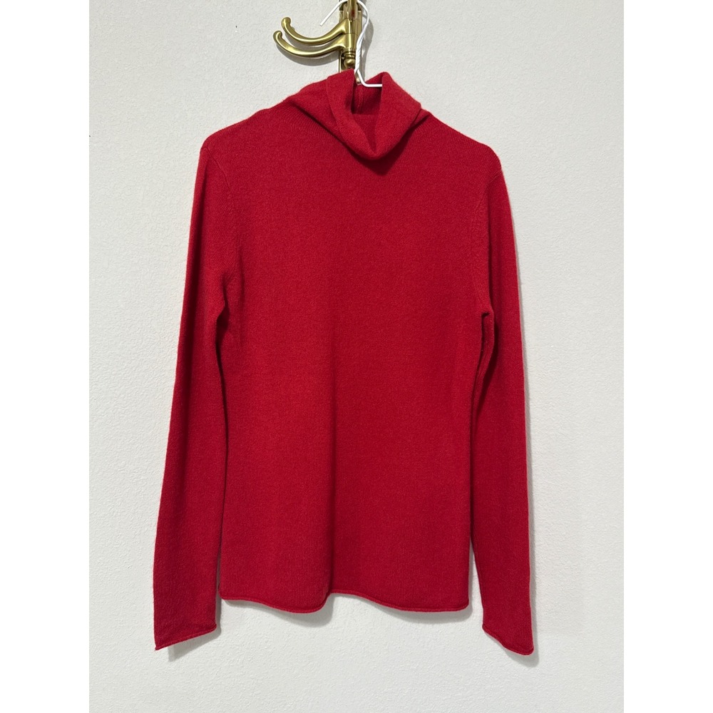 Halogen Turtleneck Sweater Womens Medium Red 100% Cashmere Long Sleeve Knit